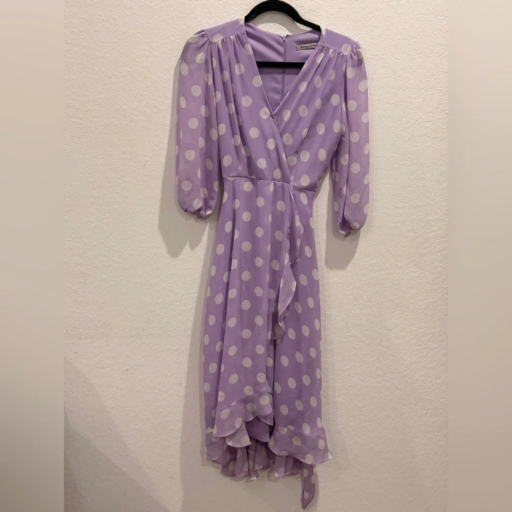 Danny‎ & Nicole Lavender Polka Dot Midi Dress